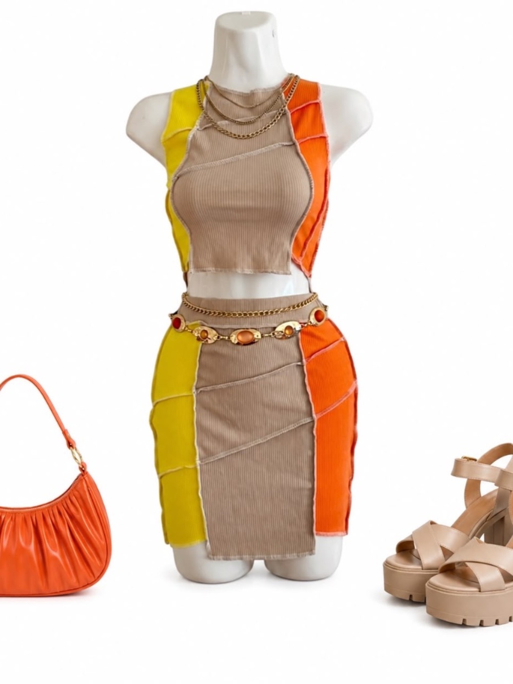 Fashion Nova NWT Colorblock Two Piece Set Size Small